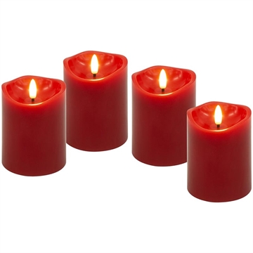 Goobay LED Real Wax Candles with 3D Wick & Timer Function - 4 Pcs. - Red