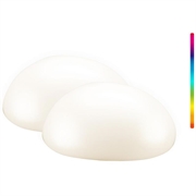 Goobay LED Solar RGBW Decorative Stone-Shaped Light - Size M - 2 Pcs.