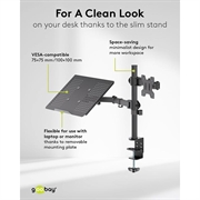 Goobay Monitor Mount with Laptop Arm - 17-27" Monitors, 10-15.6" Laptops