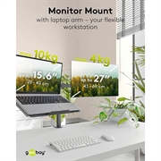 Goobay Monitor Mount with Laptop Arm - 17-27" Monitors, 10-15.6" Laptops