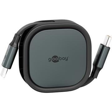 Goobay Retractable USB-C Cable - 1m, 15W - Black