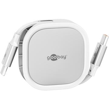 Goobay Retractable USB-C Cable - 1m, 15W - White