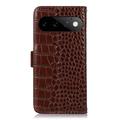 Google Pixel 11 Pro Crocodile Series Wallet Leather Case with RFID - Brown