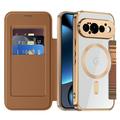 Google Pixel 11 Pro Stylish Magnetic Flip Case with RFID Card Slots - Brown