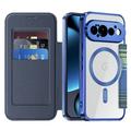 Google Pixel 11 Pro Stylish Magnetic Flip Case with RFID Card Slots - Blue