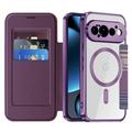 Google Pixel 11 Pro Stylish Magnetic Flip Case with RFID Card Slots - Purple