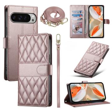 Google Pixel 11 Pro XL Luxury Quilted Wallet Case - Rose Gold