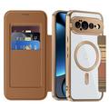Google Pixel 11 Pro XL Stylish Magnetic Flip Case with RFID Card Slots - Brown