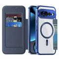 Google Pixel 11 Pro XL Stylish Magnetic Flip Case with RFID Card Slots - Blue