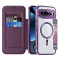 Google Pixel 11 Pro XL Stylish Magnetic Flip Case with RFID Card Slots - Purple