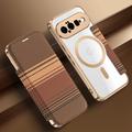 Google Pixel 11 Stylish Magnetic Flip Case with RFID Card Slots - Brown