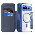 Google Pixel 11 Stylish Magnetic Flip Case with RFID Card Slots - Blue