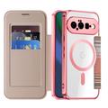 Google Pixel 11 Stylish Magnetic Flip Case with RFID Card Slots - Pink