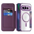 Google Pixel 11 Stylish Magnetic Flip Case with RFID Card Slots - Purple