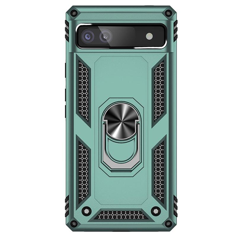 Google Pixel 6a Hybrid Case with Metal Kickstand Green