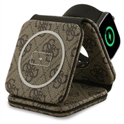 Guess 4G 3-in-1 MagSafe Magnetic Wireless Charger - Brown