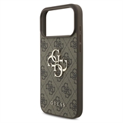 iPhone 18 Pro Guess 4G Big Metal Logo Hybrid Case - Brown