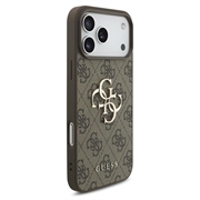 iPhone 18 Pro Guess 4G Big Metal Logo Hybrid Case - Brown