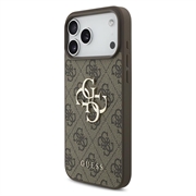 iPhone 18 Pro Guess 4G Big Metal Logo Hybrid Case - Brown