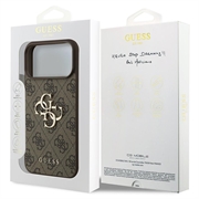 iPhone 18 Pro Guess 4G Big Metal Logo Hybrid Case - Brown