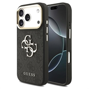 iPhone 18 Pro Guess 4G Metal Logo Gold Frame Case - Black