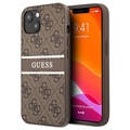 Guess 4G Printed Stripe iPhone 13 Hybrid Case - Brown