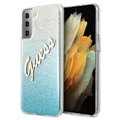 Guess Glitter Gradient Script Samsung Galaxy S21 5G Case - Blue