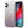 Guess Glitter Gradient Script iPhone 12 Pro Max Case - Pink