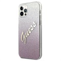 Guess Glitter Gradient Script iPhone 12/12 Pro Case - Pink