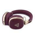 Guess Grained Triangle Gold Metal Logo ENC Wireless Headphones - Burgundy