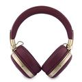 Guess Grained Triangle Gold Metal Logo ENC Wireless Headphones - Burgundy