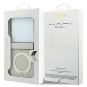 Samsung Galaxy Z Flip8 Guess Magnetic Ring Stand Grained Classic Logo Case - MagSafe Compatible - Beige