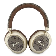 Guess PU 4G Gold Script Metal Logo ENC Wireless Earphones - Brown