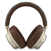 Guess PU 4G Gold Script Metal Logo ENC Wireless Earphones - Brown