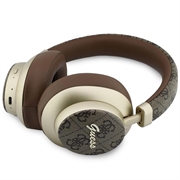 Guess PU 4G Gold Script Metal Logo ENC Wireless Earphones - Brown