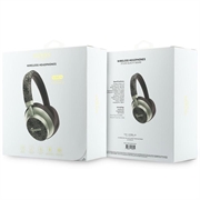 Guess PU 4G Gold Script Metal Logo ENC Wireless Earphones - Brown
