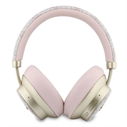 Guess PU 4G Gold Script Metal Logo ENC Wireless Earphones - Pink
