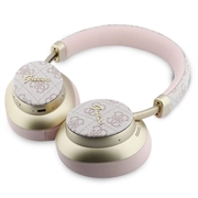 Guess PU 4G Gold Script Metal Logo ENC Wireless Earphones - Pink