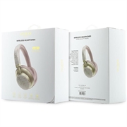 Guess PU 4G Gold Script Metal Logo ENC Wireless Earphones - Pink