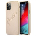 Guess Saffiano Vintage Script iPhone 12/12 Pro Case - Gold