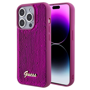 iPhone 15 Pro Guess Sequin Script Logo Case - Magenta