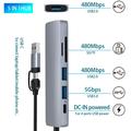 HC-13FL USB-C/USB-A Multiport Hub - USB 3.0, 2xUSB 2.0, SD/TF slot, USB-C - Grey