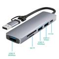 HC-13FL USB-C/USB-A Multiport Hub - USB 3.0, 2xUSB 2.0, SD/TF slot, USB-C - Grey