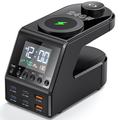 HHW H688 6-in-1 Wireless Charging Station with Alarm Clock - 240W - Black