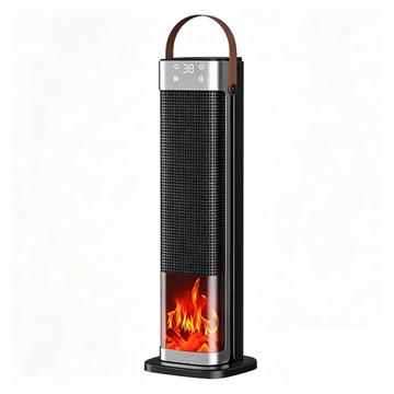 HQ30-300B 2000W PTC Ceramic Tower Heater with 3D Flame Effect - Black