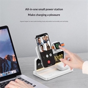 HT-568 3-in-1 Magnetic Wireless Charger with Alarm Clock & Desk Lamp - White
