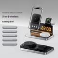 HT-568 3-in-1 Magnetic Wireless Charger with Alarm Clock & Desk Lamp - Black