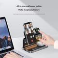 HT-568 3-in-1 Magnetic Wireless Charger with Alarm Clock & Desk Lamp - Black