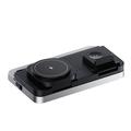 HT-568 3-in-1 Magnetic Wireless Charger with Alarm Clock & Desk Lamp - Black