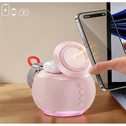 HT-571 5-in-1 Magnetic Wireless Charger with Bluetooth Speaker & Night Light - Pink